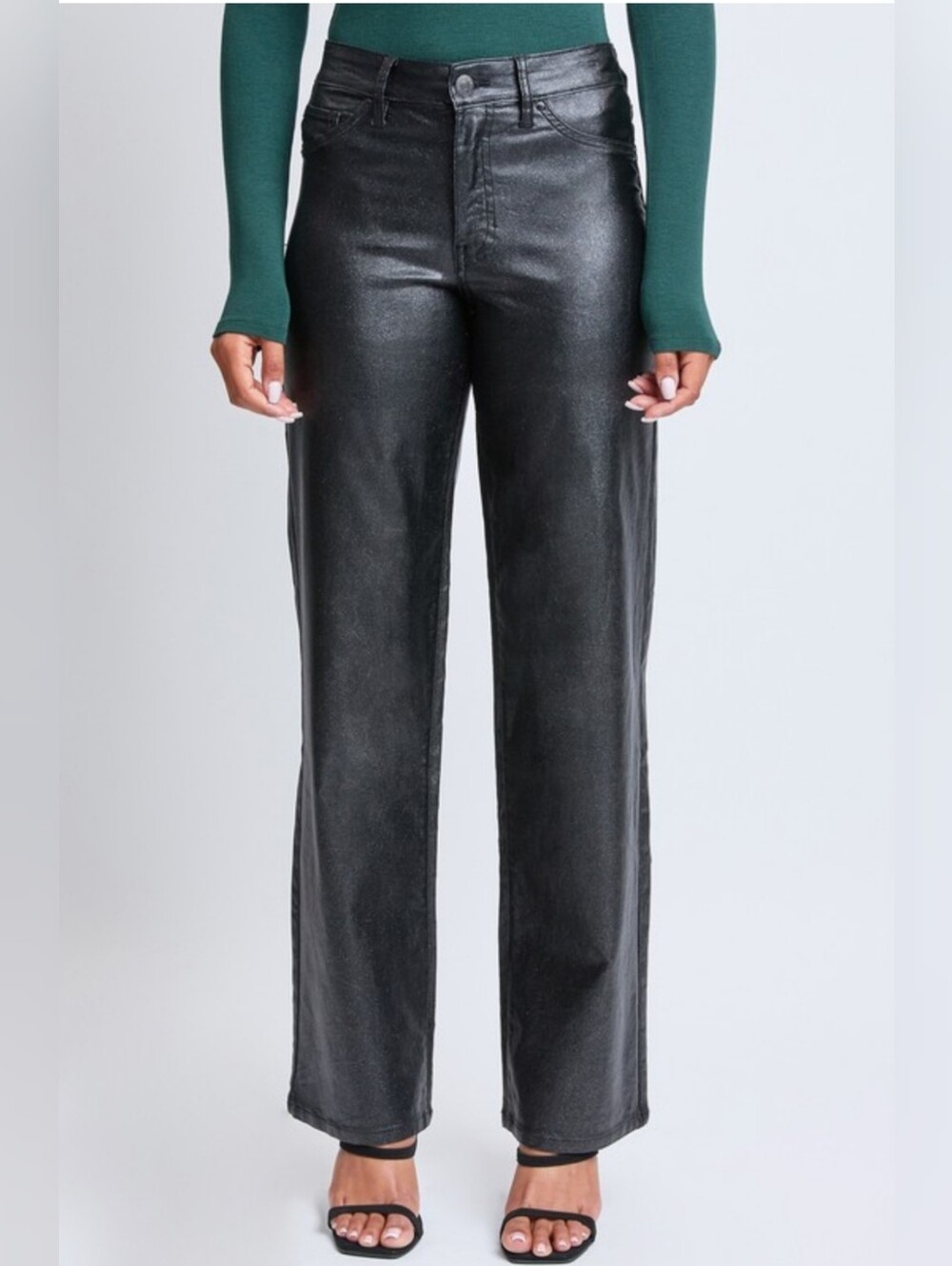 NEW WITH TAGS YMI Jr & Jr Plus  Hi-Rise Black Metallic Straight Leg Jeans